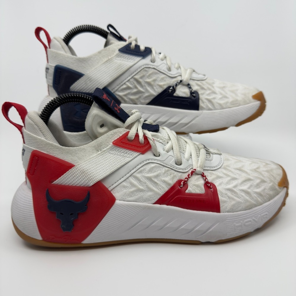 Under Armour Project Rock 6 Womens‎ 7.5 7 1/2 Shoe Red White Blue July 4th Train